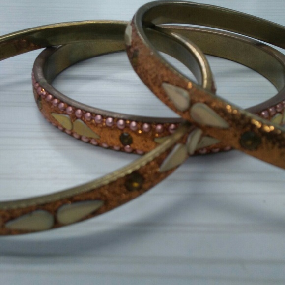 Vintage brass inlay glitterybracelets - Picture 2 of 4